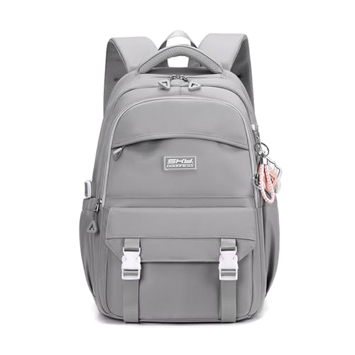 FANDARE Einfach Schulrucksäcke Schultasche Mädchen Jungen Jugendlich Von Straßen zu Pfaden Tagesrucksäcke Student Schulranzen Alltagsrucksäcke Rucksack Reisen Weekender Schulrucksack Daypack Hellgrau von FANDARE