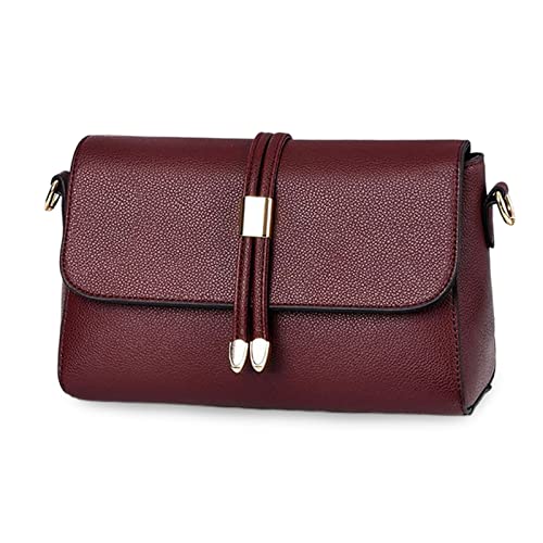 FANDARE Elegant Umhängetasche Damen Schultertasche Frauen Crossbody Bag Damentasche Schulterriemen Frauen Abendtasche Citytasche Reise Handtasche Wasserdicht PU Leder Weinrot von FANDARE