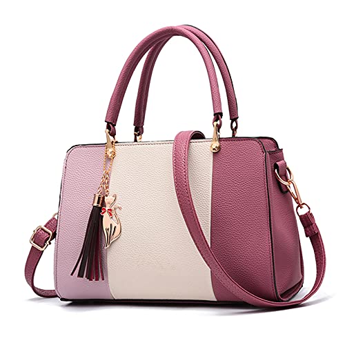 FANDARE Elegante Handtasche mit Anhänger Damen Umhängetaschen Frauen Schultertasche Wasserdicht für Einkauf Arbeitstasche Reisen Crossbody Bag Rosa von FANDARE