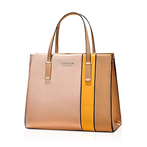 FANDARE Elegante Umhängetaschen Damen Schultertasche Verstellbare Frauen Handtasche PU Leder Wasserdicht Mittelgroß Büro Schule Einkauf Arbeitstasche Reisen Henkeltaschen Golden von FANDARE