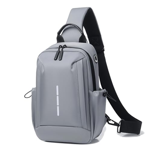 FANDARE Geschäft Brusttasche Herren Schultertasche Sling Bag Umhängetasche Brustbeutel Hängetasche Handgepäck für Reise Arbeiter Freizeit Büro Messenger Bag Crossover Daypacks Polyester Grau von FANDARE