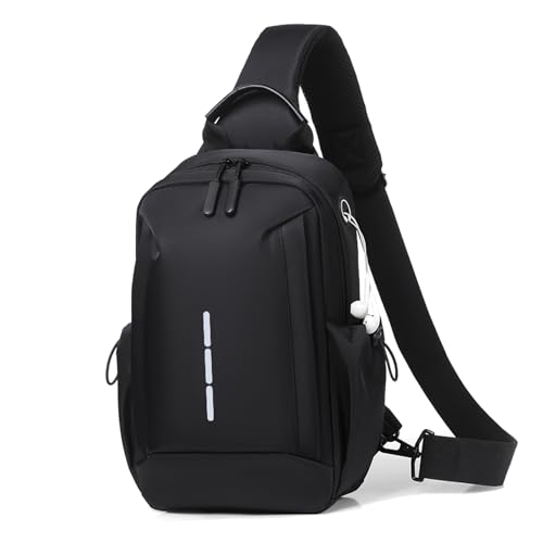 FANDARE Geschäft Brusttasche Herren Schultertasche Sling Bag Umhängetasche Brustbeutel Hängetasche Handgepäck für Reise Arbeiter Freizeit Büro Messenger Bag Crossover Daypacks Polyester Schwarz von FANDARE