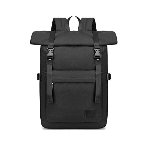 FANDARE Groß Rucksack für 15.6 Zoll Laptop Roll-Top Schultasche Schultasche Mädchen Junge Schulrucksack Herren Damen Rucksäcke zum Business Reise Schulranzen Daypacks Wasserdicht Schwarz von FANDARE