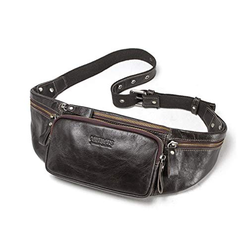 FANDARE Gürteltasche Bauchtasche Brusttasche Herren Sling Bag wasserdichte Geeignet Hüfttasche Junge Umhängetasche Leder für Joggen Wandern Radfahren Reisen Braun von FANDARE