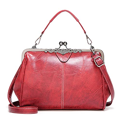 FANDARE Handtaschen Damen Schultertasche Umhängetasche Handy Bag für Frauen PU Leder Wasserdicht Schultertasche Crossbody Messenger Bag Shopper Arbeitstasche Snaps Haspe Rot von FANDARE