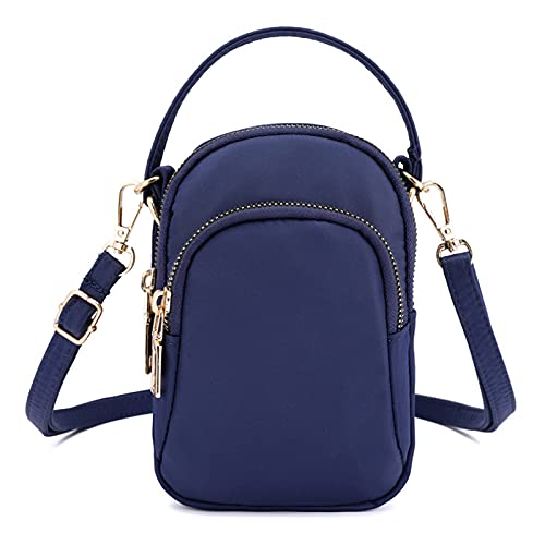 FANDARE Handy Umhängetasche Frauen Schultertasche Damen Handy-Brieftasche Klein Handtasche Reisepass Handytasche für Mädchen Einkaufen Party Schule Reise Unterarmtasche Wasserdicht Nylon Dunkelblau von FANDARE