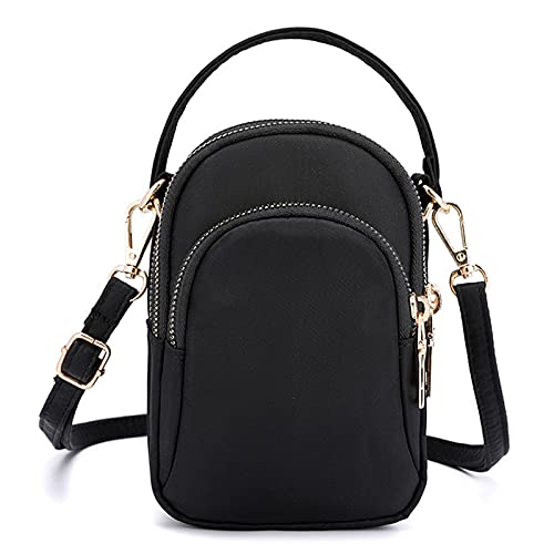 FANDARE Handy Umhängetasche Frauen Schultertasche Damen Handy-Brieftasche Klein Handtasche Reisepass Handytasche für Mädchen Einkaufen Party Schule Reise Unterarmtasche Wasserdicht Nylon Schwarz von FANDARE