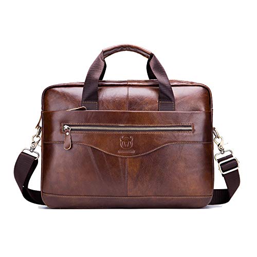 FANDARE Herren Aktentaschen für 12.9 Zoll Laptop Schultasche Arbeitstasche Leder Handtasche Business Umhängetasche Businesstasche Wasserdicht Crossbody Messenger Bags Arbeit Reise Collegetasche Braun von FANDARE