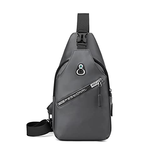 FANDARE Herren Brusttasche Sling Bag Umhängetaschen Schultertasche mit USB-Ladeanschluss Bauchtasche Crossover Rucksack Daypacks für Männer Outdoor Reisen Camping Wanderrucksäcke Crossbody Pack Grau von FANDARE