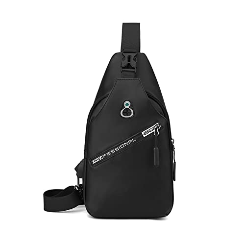 FANDARE Herren Brusttasche Sling Bag Umhängetaschen Schultertasche mit USB-Ladeanschluss Bauchtasche Crossover Rucksack Daypacks für Männer Outdoor Reisen Wanderrucksäcke Crossbody Pack Schwarz von FANDARE