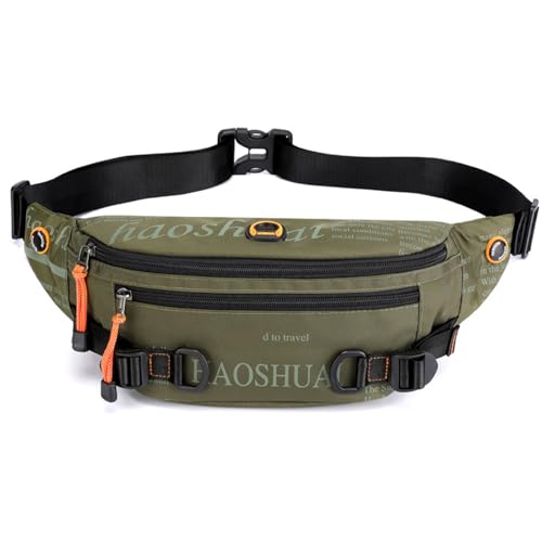 FANDARE Herren Brusttasche Ultraleicht Bauchtasche Sling Crossbody Bag Umhängetasche Bodybag Männertasche Messenger-Bags Schultertasche Arbeitstasche Reisetaschen Handgepäck NylonArmeegrün von FANDARE