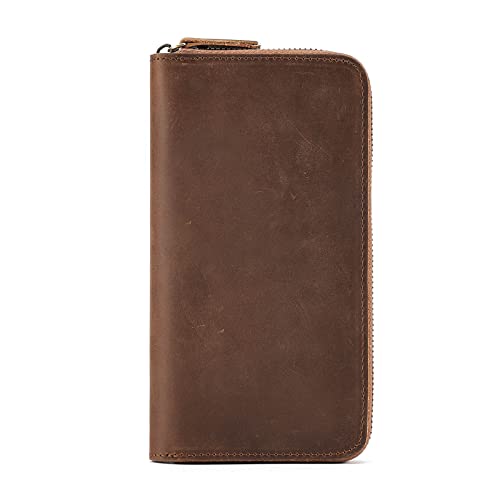 FANDARE Herren Geldbörse Kreditkartenetui Leder Geldbörse Herren RFID Schutz Geldbörse Brieftasche Männer Portmonee Geldklammer Kreditkartenetui Geldbeutel Reise Wallet Braun von FANDARE