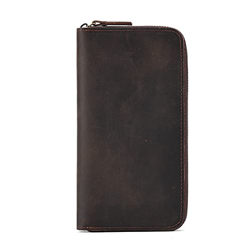FANDARE Herren Geldbörse Kreditkartenetui Leder Geldbörse Herren RFID Schutz Geldbörse Brieftasche Männer Portmonee Geldklammer Kreditkartenetui Geldbeutel Reise Wallet Dark Braun von FANDARE