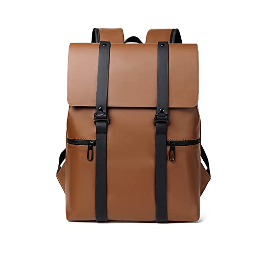 FANDARE Herren Schulrucksack Geschäft Rucksack Schulrucksack Daypacks wasserdichtes PU Schultaschen Leichter Teenager Schultasche Schulranzen Laptop Tasche für Jungen Reisen Hochschule Sport Braun von FANDARE