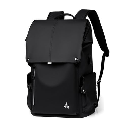FANDARE Herren Tagesrucksack Casual Rucksack City Kurierrucksack Einkaufsrucksack Daypack Rucksack Arbeitsrucksack mit Reflektierendem Gürtel Uni Radfahren Business City Wanderrucksack Schwarz von FANDARE