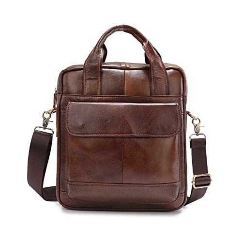 FANDARE Herren Umhängetasche Echtes Leder Handtasche Retro Henkeltaschen Business Aktentasche Arbeitstasche Schultertaschen für Reise Büro Reisen Schule Wasserdicht Messenger Bag Braun von FANDARE