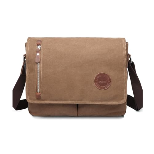 FANDARE Herrentasche Schultertasche Segeltuch Umhängetaschen Herren Handgelenktasche Aktentasche Groß Arbeitstasche Messenger Bag Damen Arzttasche Tragetasche Reisen Lehrertasche Crossbody Bag Braun von FANDARE