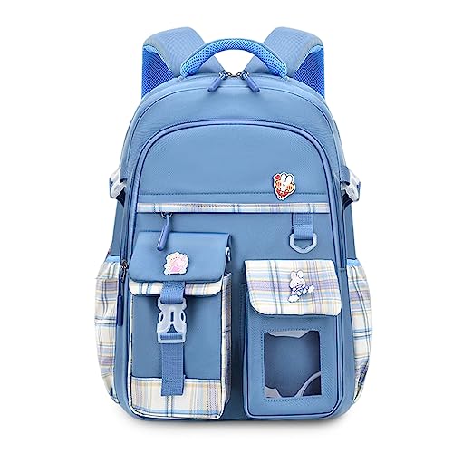 FANDARE Kinderrucksack Kindergartenrucksack Schulranzen Mädchen Junge Schulranzen Schulrucksack Nylon Schultertasche für Reisen Schule Daypacks mit Plüsch-Accessoires & Niedliches Abzeichen Dunkelblau von FANDARE