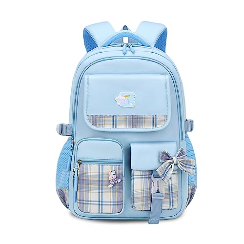 FANDARE Kinderrucksack Leuchtend Kindergartenrucksack Schulranzen Mädchen Junge Schulrucksack Nylon Schultertasche für Reisen Schule Daypacks mit Plüsch-Accessoires & Niedliches Abzeichen Blau von FANDARE