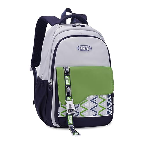 FANDARE Kinderrucksack Schulranzen Mädchen Junge Schulrucksack Büchertaschen für Grund-, Mittel- und Oberschüler Rucksack Hochschule Schultertasche für Herren Outdoor Reisen Schule Daypacks Blau Weiss von FANDARE