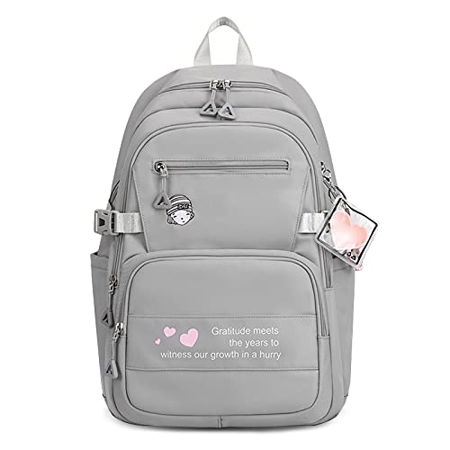 FANDARE Kinderrucksack Schulranzen Schultaschen Jungen Mädchen Schulrucksack Kinder Schultasche Rucksack Damen Klein für Schüler Outdoor Reise Daypacks Rucksack Dauerhaft Nylon Grau von FANDARE