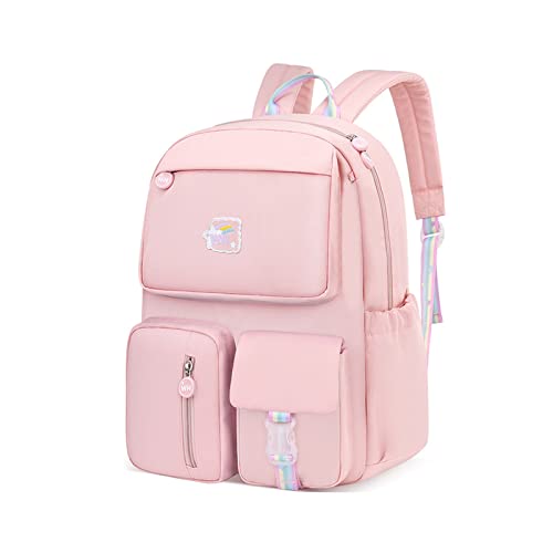 FANDARE Kinderrucksack Schulranzen Schultaschen Jungen Mädchen Schulrucksack Kinder Schultasche für 1-3Klasse Schüler Outdoor Reise Daypacks Kindergartentasche Rucksack Nylon Rosa S von FANDARE