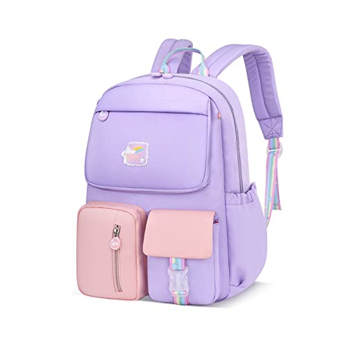 FANDARE Kinderrucksack Schulranzen Schultaschen Jungen Mädchen Schulrucksack Kinder Schultasche für 1-3Klasse Schüler Outdoor Reise Daypacks Kindergartentasche Rucksack Nylon Violett Rosa S von FANDARE