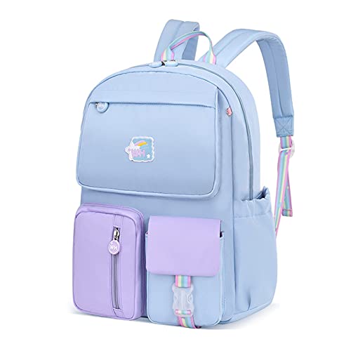 FANDARE Kinderrucksack Schulranzen Schultaschen Jungen Mädchen Schulrucksack Kinder Schultasche für 3-6 Klasse Schüler Outdoor Reise Daypacks Kindergartentasche Rucksack Nylon Blau Violett von FANDARE