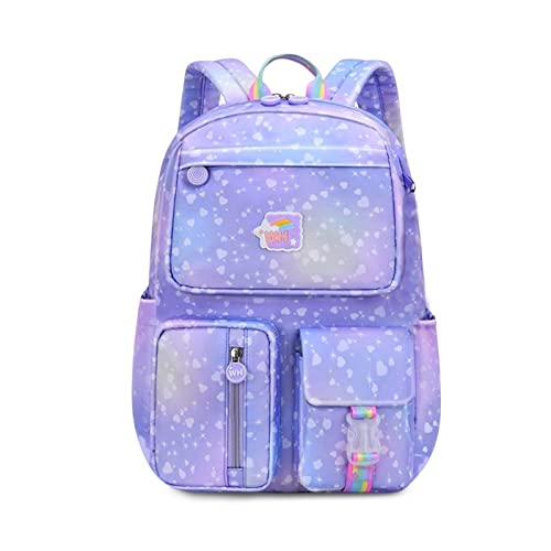 FANDARE Kinderrucksack Schulranzen Schultaschen Jungen Mädchen Schulrucksack Kinder Schultasche für 3-6 Klasse Schüler Outdoor Reise Daypacks Kindergartentasche Rucksack Nylon Galaxis Violett S von FANDARE