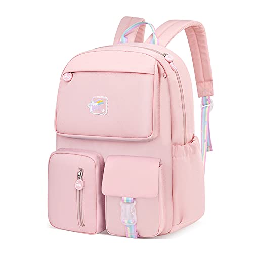 FANDARE Kinderrucksack Schulranzen Schultaschen Jungen Mädchen Schulrucksack Kinder Schultasche für 3-6 Klasse Schüler Outdoor Reise Daypacks Kindergartentasche Rucksack Nylon Rosa von FANDARE