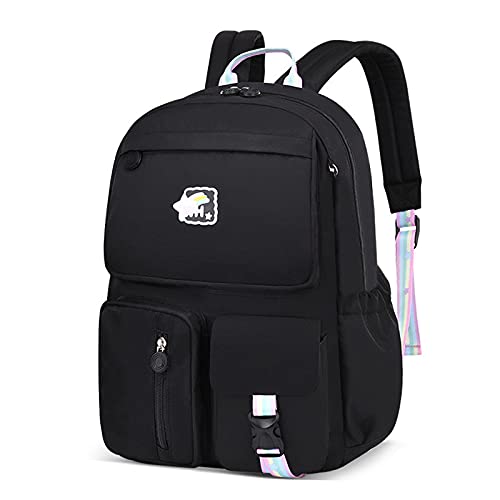 FANDARE Kinderrucksack Schulranzen Schultaschen Jungen Mädchen Schulrucksack Kinder Schultasche für 3-6 Klasse Schüler Outdoor Reise Daypacks Kindergartentasche Rucksack Nylon Schwarz von FANDARE