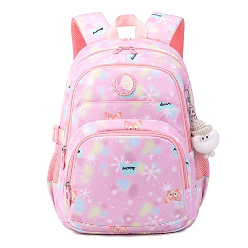 FANDARE Kinderrucksack für 1-3 Jährige Kindergartenrucksack Nylon Schulranzen Mädchen Junge Schulranzen Schulrucksack Schultertasche für Outdoor Reisen Schule Daypacks mit Plüsch-Accessoires Rosa von FANDARE