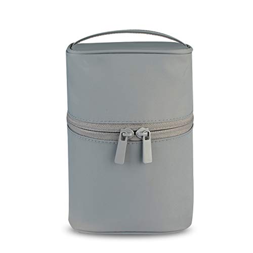 FANDARE Kulturbeutel Damen Kosmetiktasche Kulturtaschen Mädchen Waschtasche Beauty Case Kulturtasche Reise Waschbeutel Makeup Tasche Wasserdicht Nylon Grau von FANDARE