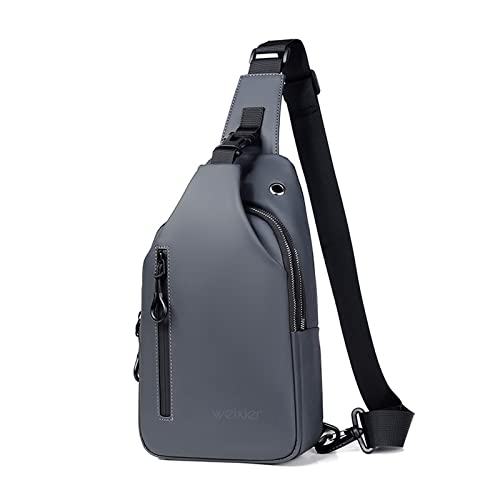 FANDARE Lässig Brusttasche Ultraleicht Sling Bag Geschäft Umhängetasche mit USB-Ladeanschluss für Herren Schultertasche Outdoor Sport Wandern Radfahren Reisen Wasserdicht Polyester Grau von FANDARE