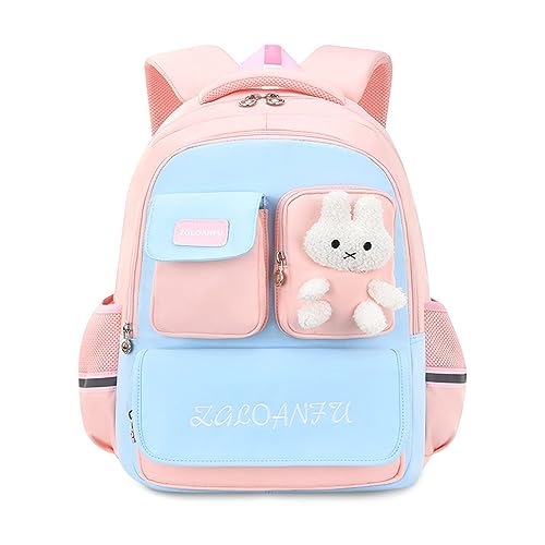 FANDARE Lässig Schulranzen Kinderrucksack Kindergartenrucksack Schulrucksack Schultaschen Daypack Schultasche mit Reflexstreifen für die Klassen 4-6 Junge Mädchen Schüler Reise Schultasche Rosa von FANDARE