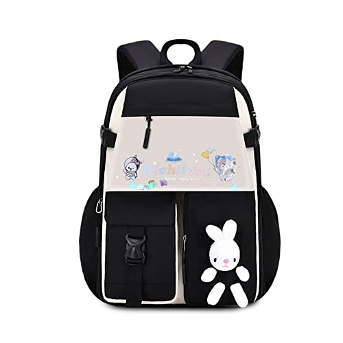 FANDARE Lässig Schulranzen Kinderrucksack Schulrucksack Schultaschen Daypack mit USB-Ladeanschluss Schultasche mit Reflexstreifen für Junge Mädchen Schüler Reise Schultasche Schwarz von FANDARE