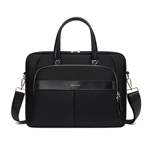 FANDARE Laptop Handtasche Damen Aktentasche Shopper Damentasche Henkeltaschen Schultertaschen Umhängetasche Große Reise Einkauftasche Messenger Bag Businesstasche für Frauen Büro Reisen - Schwarz L von FANDARE