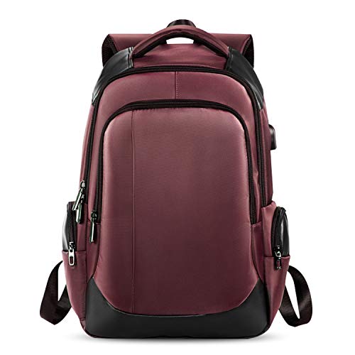 FANDARE Laptop Rucksack Business Rucksack für 15.6 Zoll Laptop Schulrucksack mit USB-Ladeanschluss für Arbeit Wandern Reisen Camping,für Herren/Damen Schultasche Polyester Rot von FANDARE