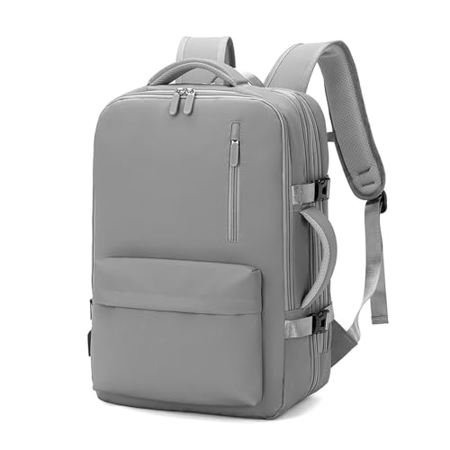 FANDARE Laptop-Rucksack Herren Handtasche 30-40L Reiserucksack Damen Schulrucksack Erweiterbarer Handgepäck Flugzeug Geschäft Arbeiten Schulranzen Reisen Weekender Tagesrucksack Daypacks Grau von FANDARE