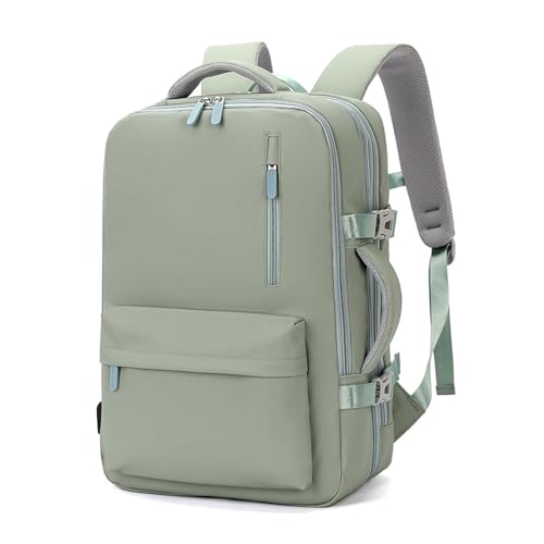 FANDARE Laptop-Rucksack Herren Handtasche 30-40L Reiserucksack Damen Schulrucksack Erweiterbarer Handgepäck Flugzeug Geschäft Arbeiten Schulranzen Reisen Weekender Tagesrucksack Daypacks Grün von FANDARE