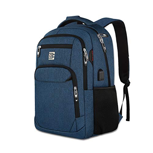 FANDARE Laptop Rucksack Schulrucksack Herren 15.6 Zoll Laptop-Tasche mit USB Business Rucksäcke Reise Schulranzen Schultasche Daypack Wasserdicht Polyester Blau von FANDARE