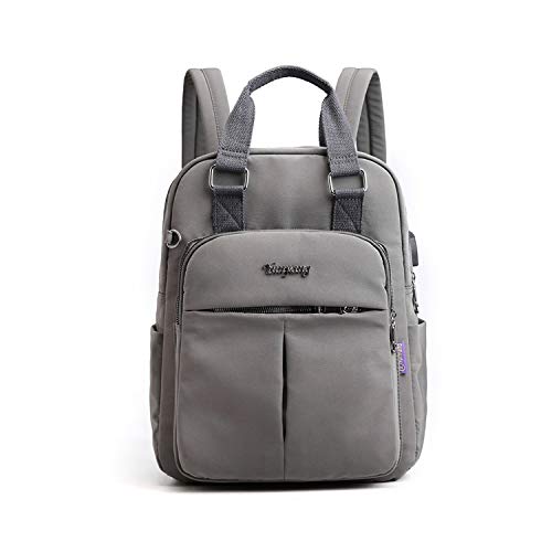 FANDARE Laptop Rucksäcke Schulrucksack Damen Schultasche Mädchen Schulranzen mit USB Reise Tagesrucksack Teenager Daypacks für Uni Büro Alltag Freizeit Campus Wandern Dauerhaft Nylon Dunkelgrau von FANDARE