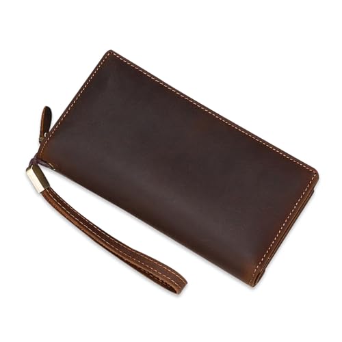 FANDARE Leder Geldbörse Doppelte Falte Herren Geldbörse Slim Wallet Geldbeutel Kartenetui Kreditkartenetui Brieftasche Männer Portmonee Geldklammer 7 Kartenfächern Kreditkarten Geldbeutel Braun von FANDARE