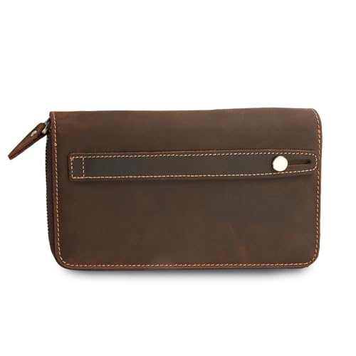 FANDARE Leder Geldbörse Herren Geldbörse Slim Wallet Geldbeutel Kartenetui Kreditkartenetui Schutz Brieftasche Männer Portmonee Geldklammer 10+ Fächer für Kreditkarten Geldbeutel Portemonnaie Braun von FANDARE