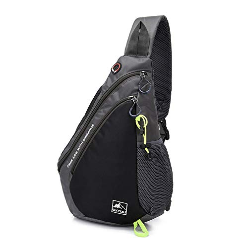 FANDARE Leicht Brusttasche Sling Rucksack Schultertasche Chest Bag Crossbody Umhängetasche Sporttasche Herren Damen Junge Mädchen Reise Crossover Daypack Wandern Bergsteigen Reisen Polyester Schwarz von FANDARE