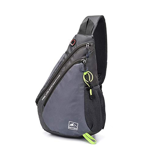 FANDARE Leicht Brusttasche Sling Rucksack Schultertasche Chest Bag Crossbody Umhängetasche Sporttasche für Herren Damen Junge Mädchen Reise Crossover Daypack Wandern Bergsteigen Reisen Polyester Grau von FANDARE