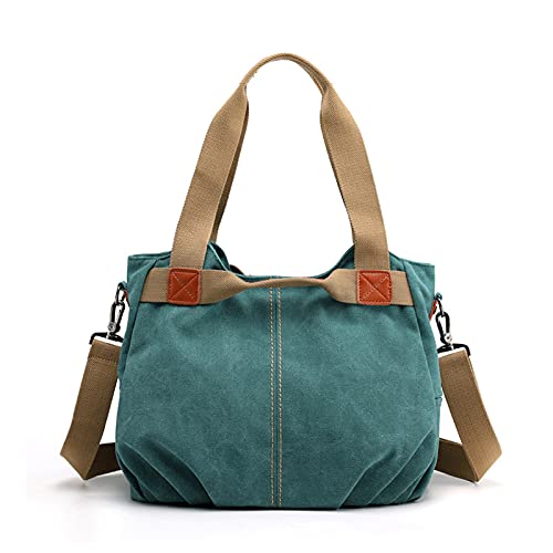 FANDARE Leinwand Handtaschen Schultertasche Damen Umhängetasche Vintage Frauen Arbeitstasche für Shopper Reisen Crossbody Messenger Bag Grün A von FANDARE