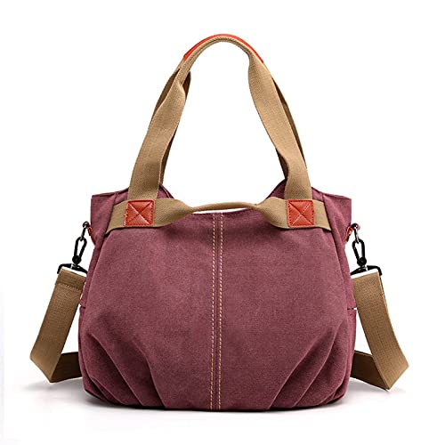 FANDARE Leinwand Handtaschen Schultertasche Damen Umhängetasche Vintage Frauen Arbeitstasche für Shopper Reisen Crossbody Messenger Bag Violett von FANDARE