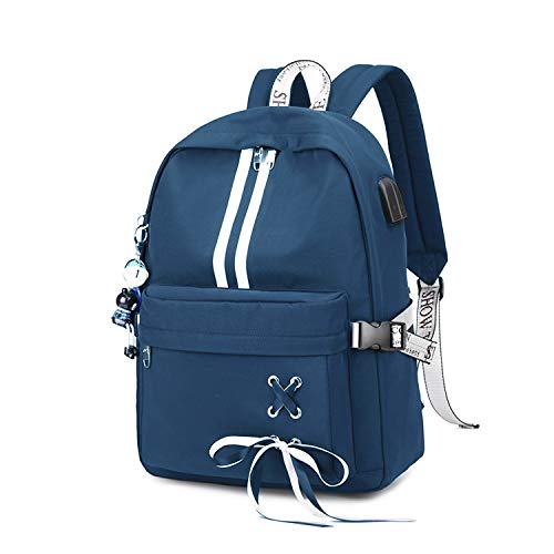 FANDARE Leuchtend Schulrucksack Schultasche Schulranzen Mädchen Rucksäcke mit USB Teenager Tagesrucksack Reise Daypacks Damen 14 Zoll Laptop-Tasche Kinderrucksäcke Wasserdicht Polyester Blau (M) von FANDARE