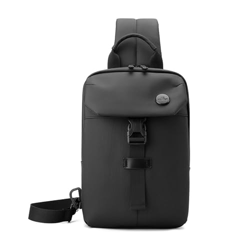 FANDARE Mehrzweck Herren Brusttasche Schultertasche Chest Sling Bag Männerhandtasche Wasserdicht PU Film Umhängetasche Sport City Bag Wandern Outdoor Sports Reise Schultertasche Schwarz von FANDARE